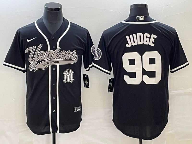 Men's New York Yankees #99 Aaron Judge Black With Patch Cool Base Stitched Baseball Jersey